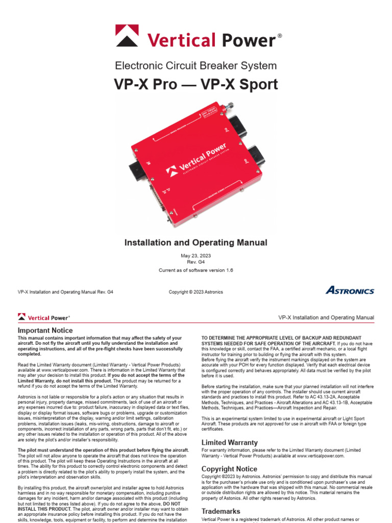 VP X Installation and Operating Manual Rev g4 | PDF | Switch ...