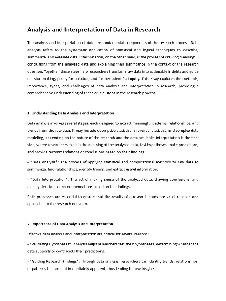 Data Analysis and Interpretation in Research | PDF | Data Analysis ...