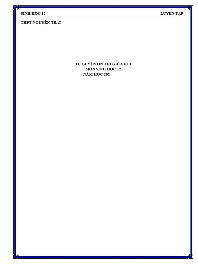 Sinh 12 - On Tap Thi Giua Ki - Gui Hs (Đa) | PDF