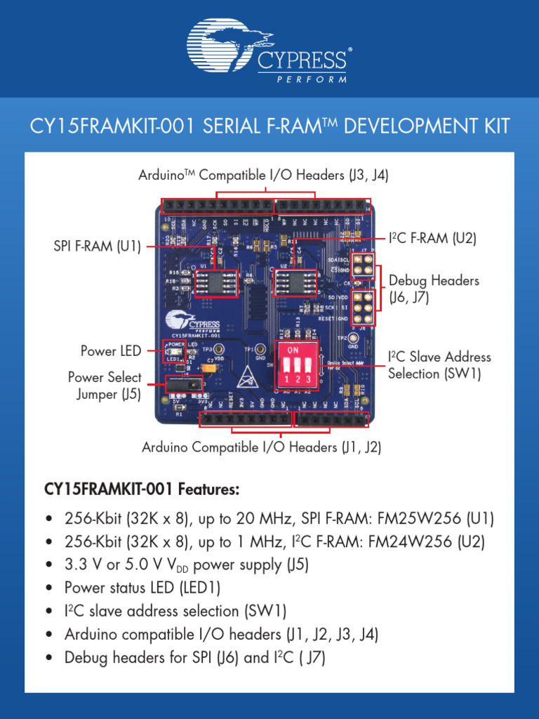 Cy15Framkit-001 Serial F-Ram Development Kit: Arduino Compatible I/O ...