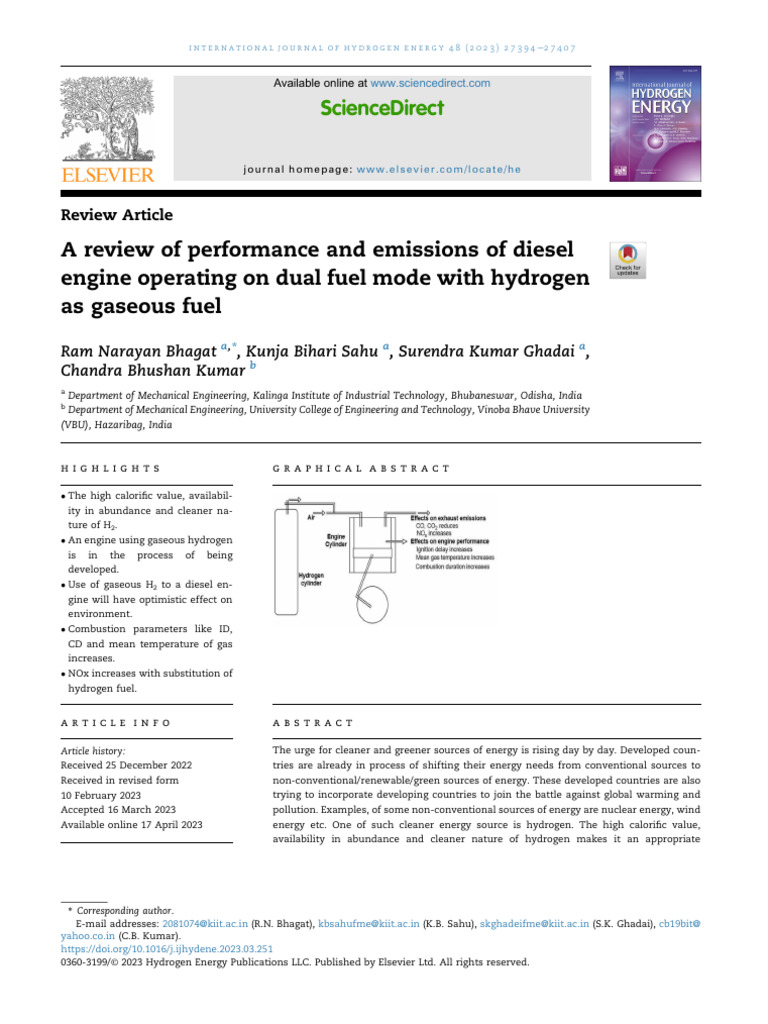 A Review of Performance and Emissions of | PDF | Diesel Engine | Combustion