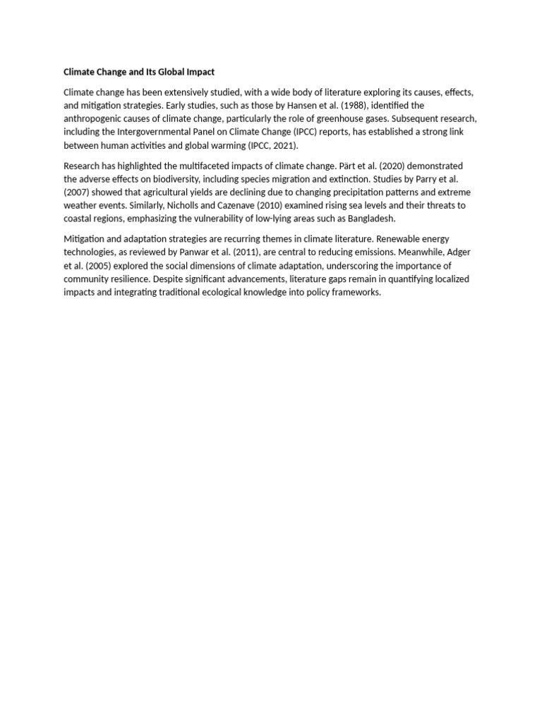 Climate Change and Its Global Impact | PDF