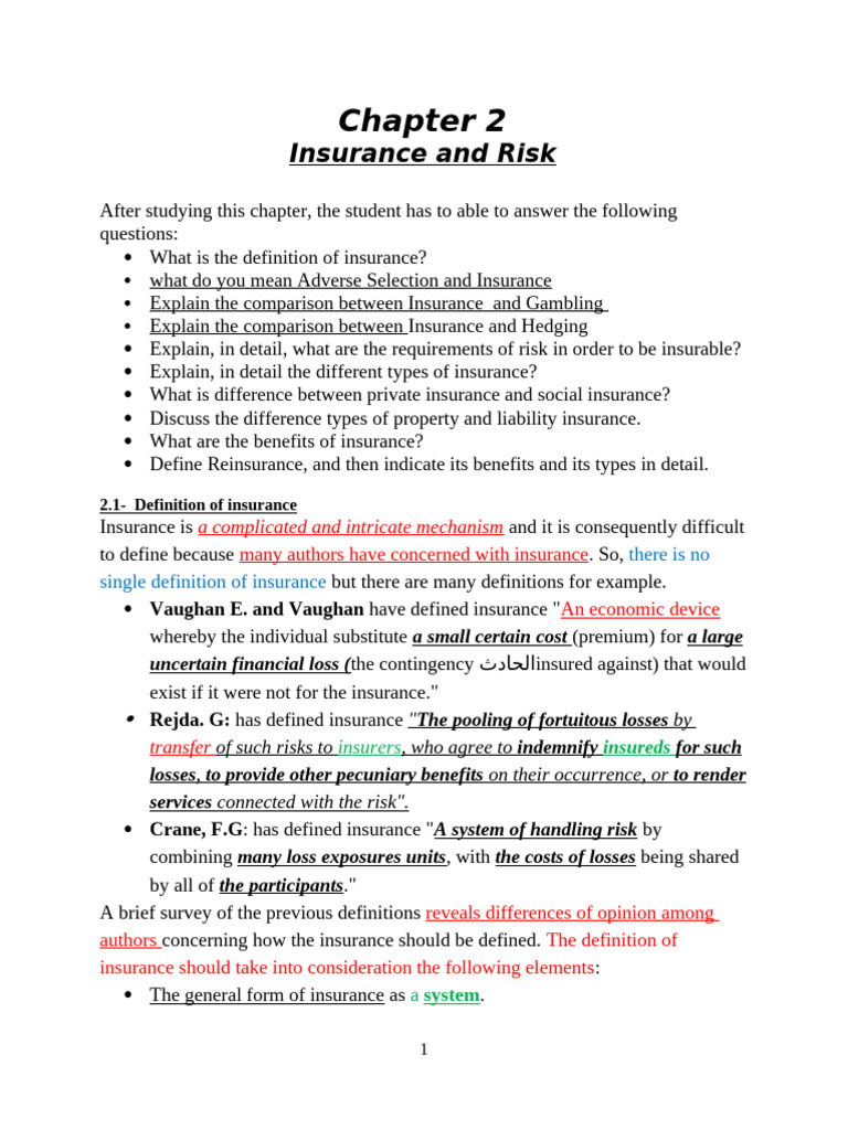 Understanding Insurance and Risk Concepts | PDF | Reinsurance | Insurance