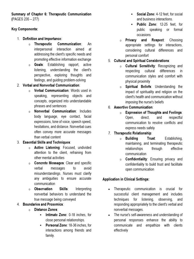 Therapeutic Communication Techniques | PDF | Communication | Nonverbal ...