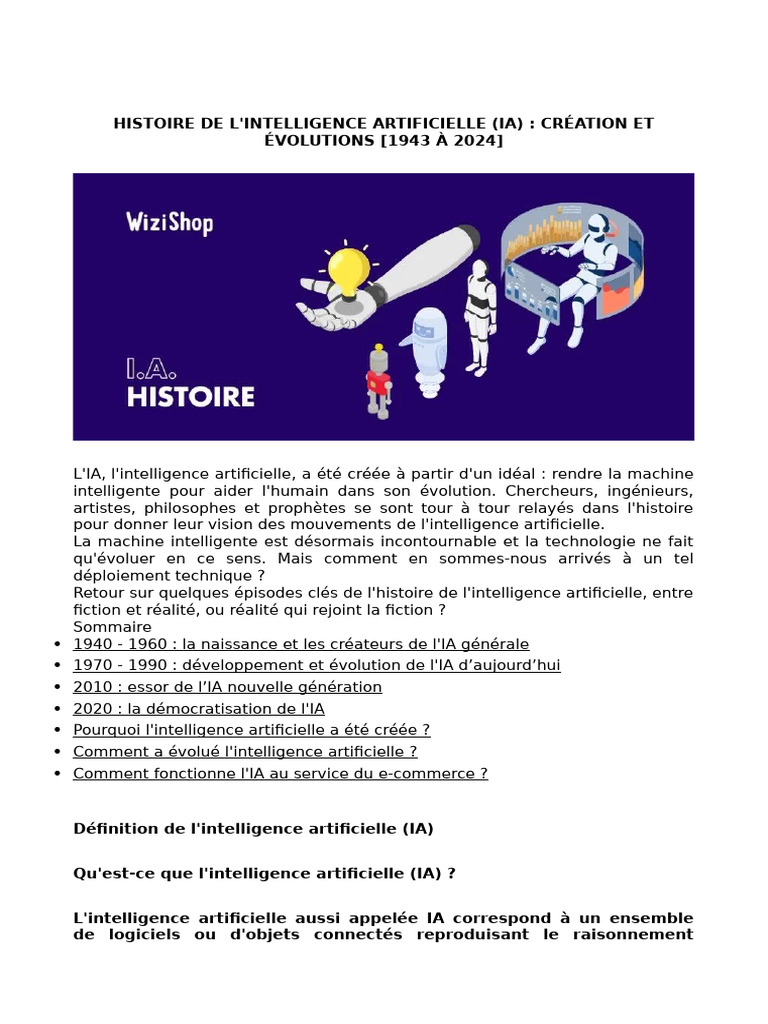Histoire de l'Intelligence Artificielle | PDF | Intelligence ...