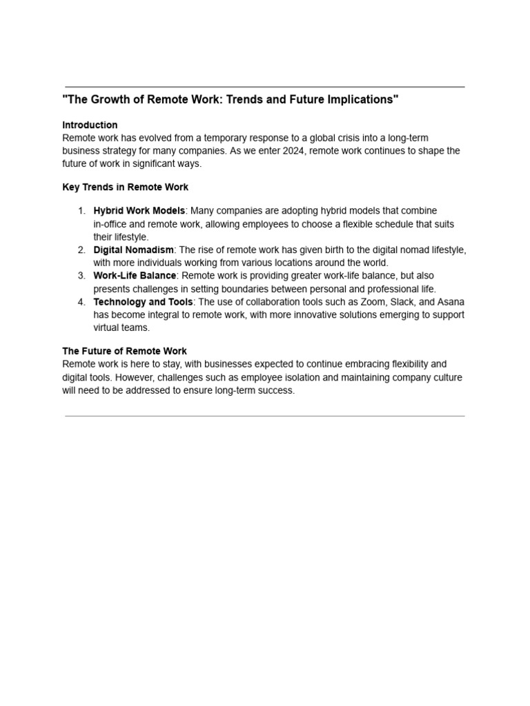The Growth of Remote Work | PDF