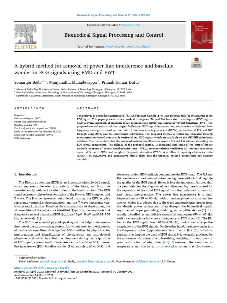 Imp A Hybrid Method For Removal of Power Line Interference and Baseline ...