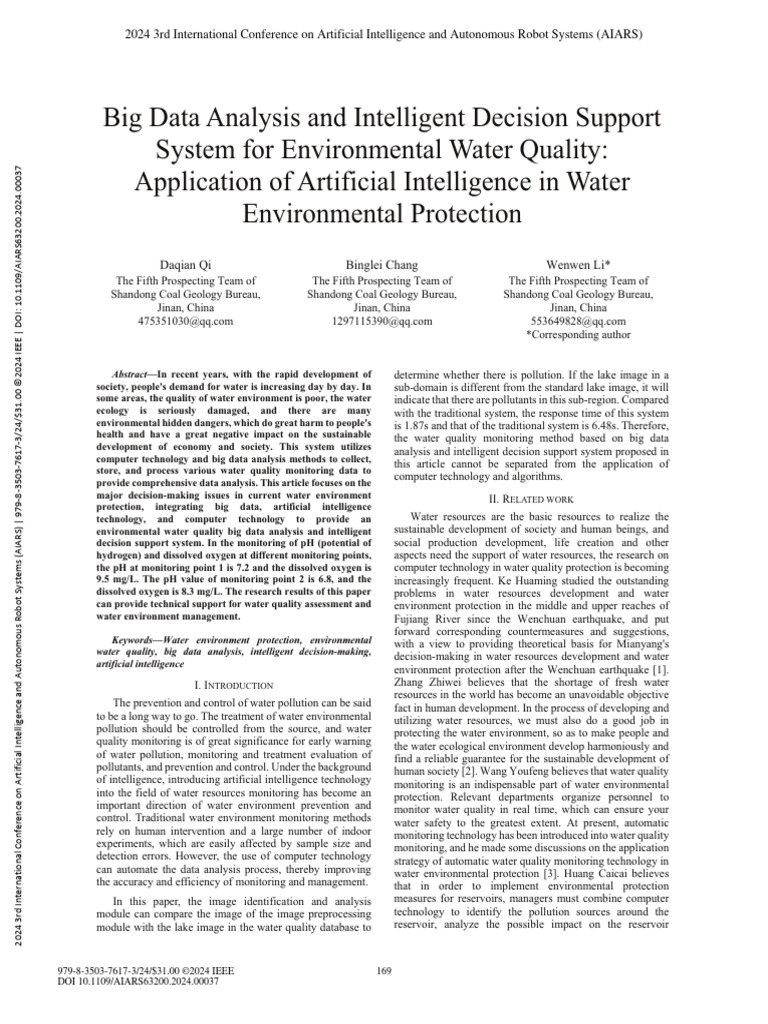 AI-Driven Water Quality Decision Support | PDF | Water Quality | Big Data