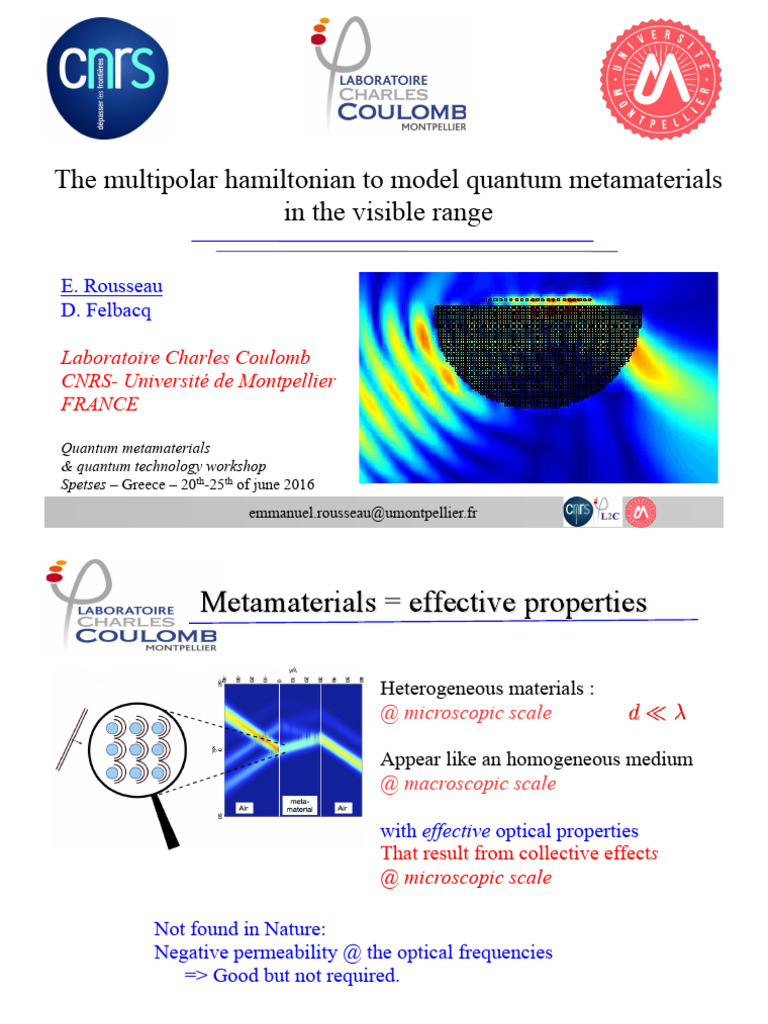 Quantum Metamaterials and Hamiltonians | PDF | Gauge Theory | Field ...