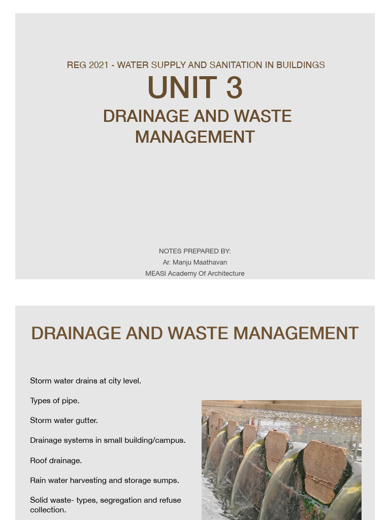 unit 3 | PDF | Sanitary Sewer | Storm Drain