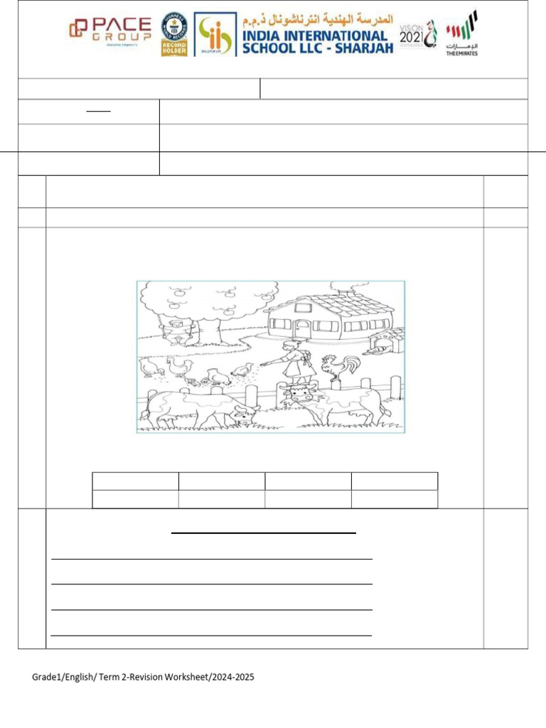 Grade 1 English Term 2 Revision Worksheet | PDF | Syntax | Linguistics