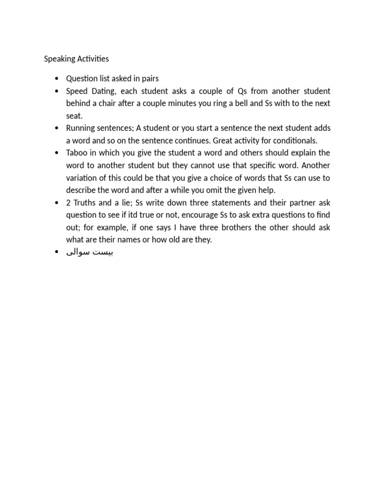 Speaking Activities | PDF