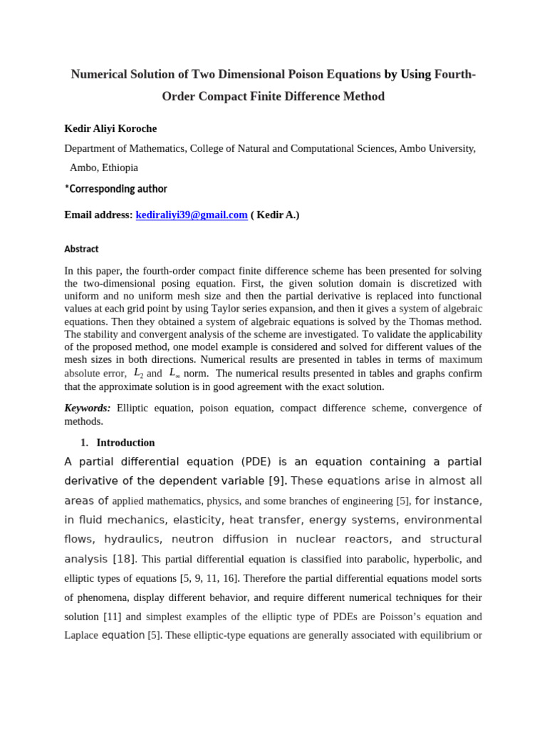 Numerical Solutions of Poisson Equations | PDF | Equations | Partial ...