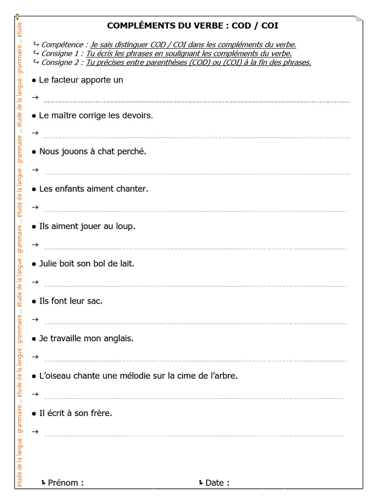 Distinguer COD et COI dans les verbes | PDF | Complément d'objet ...