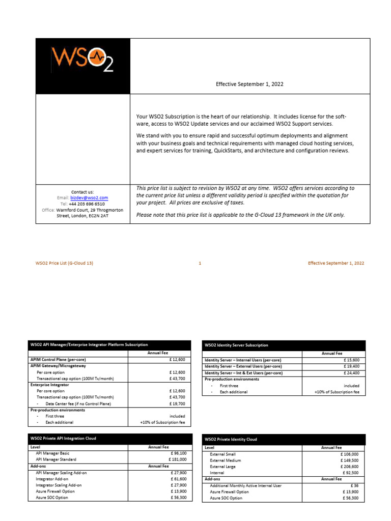 WSO2 Subscription and Pricing Overview | PDF | Cloud Computing | Software