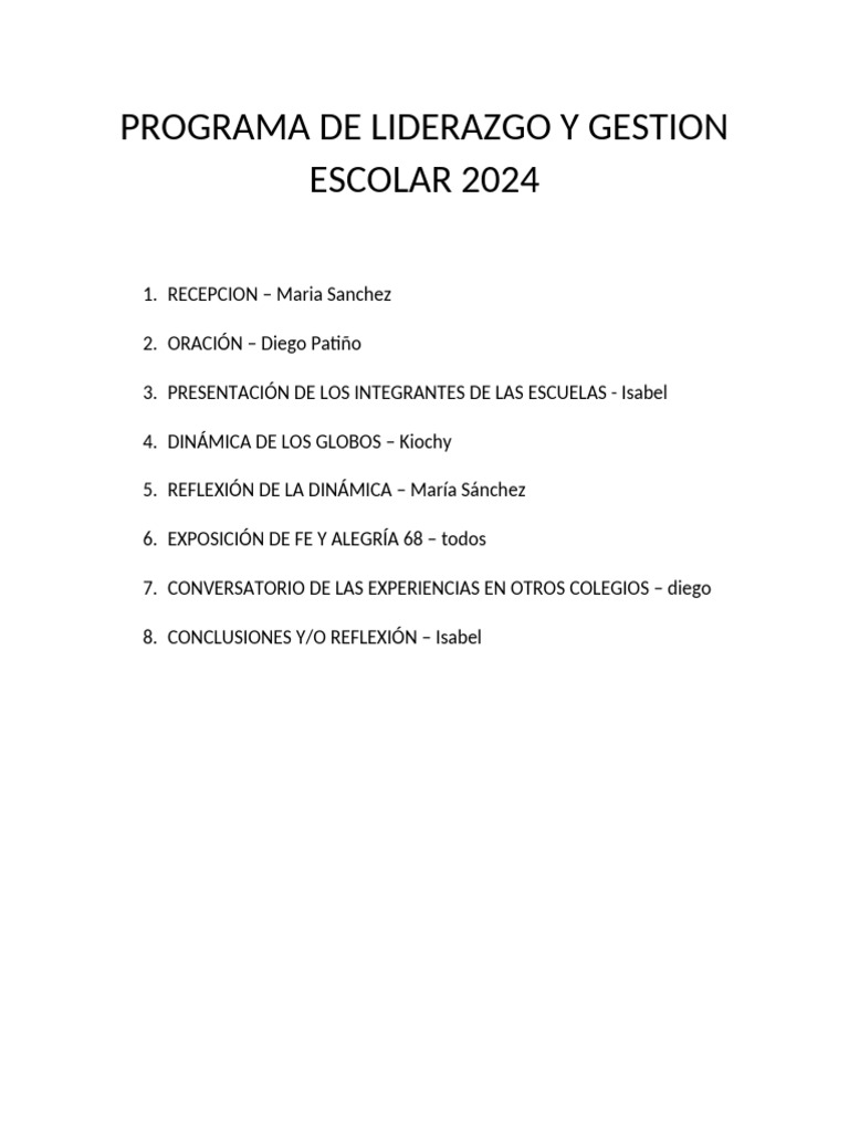 Programa de Liderazgo y Gestion Escolar 2024 | PDF