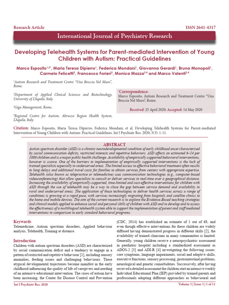 Telehealth Guidelines for Autism Interventions | PDF | Autism Spectrum ...