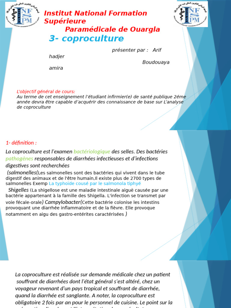 Analyse de la coproculture en santé publique | PDF | Diarrhée | Bactérie