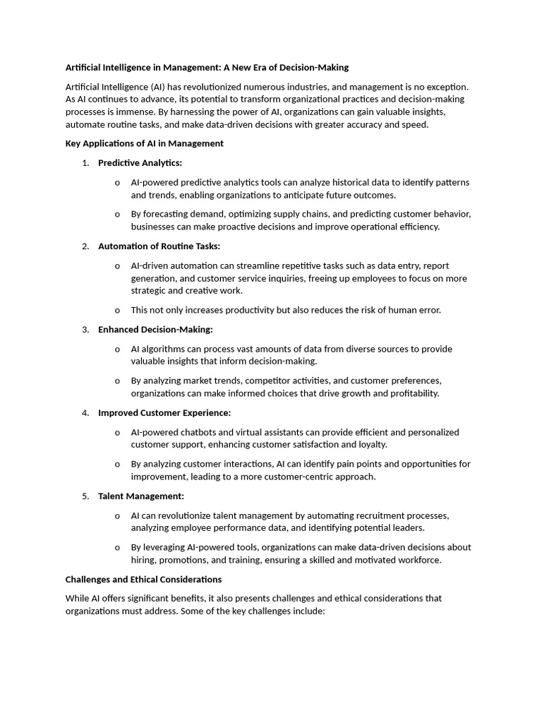 AI Transforming Management Decisions | PDF | Artificial Intelligence ...