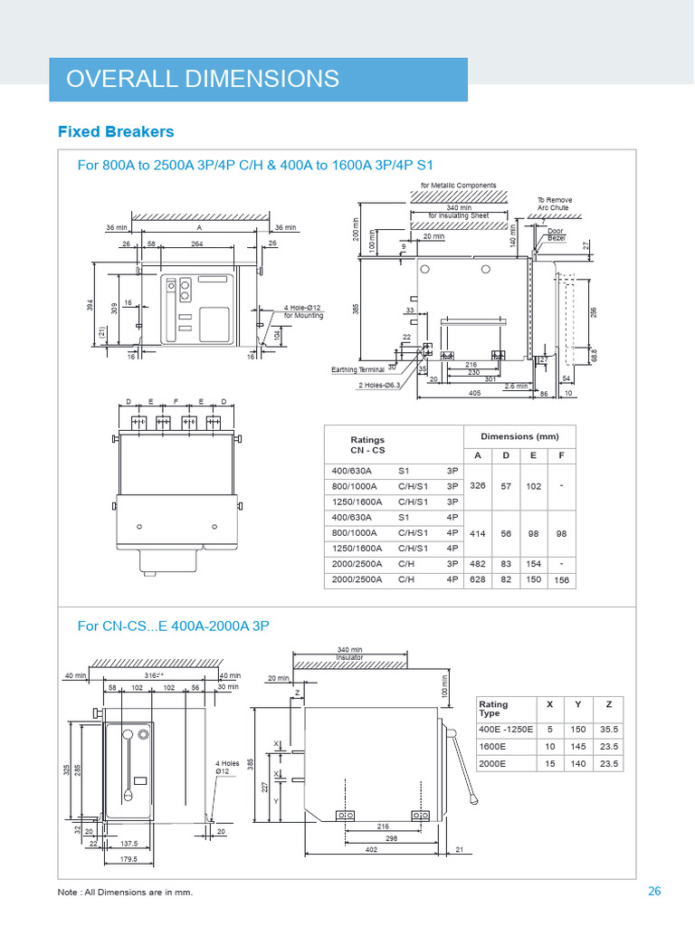 C POWER ACB DETAILS DIMENTIONS | PDF | Electrical Engineering | Electricity