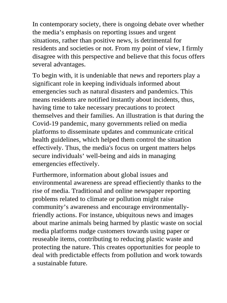 Benefits of Media's Urgent Reporting | PDF