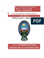 Oferta de pago y consignación en Derecho Civil Boliviano
