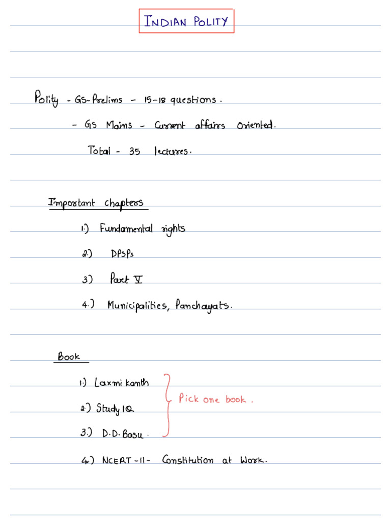 Indian Polity Handwritten Notes PDF | PDF