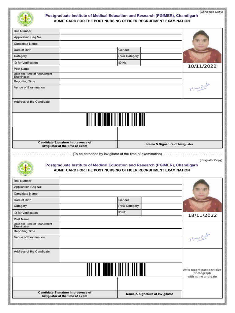 Admit Card | PDF | Identity Document