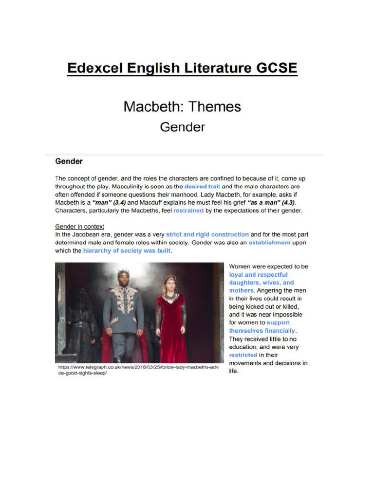 Macbeth Theme Gender Pdf