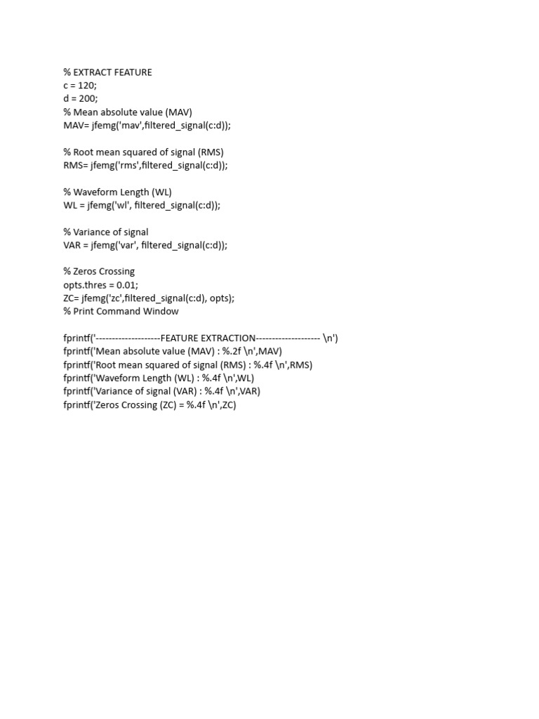 Signal Feature Extraction Code | PDF