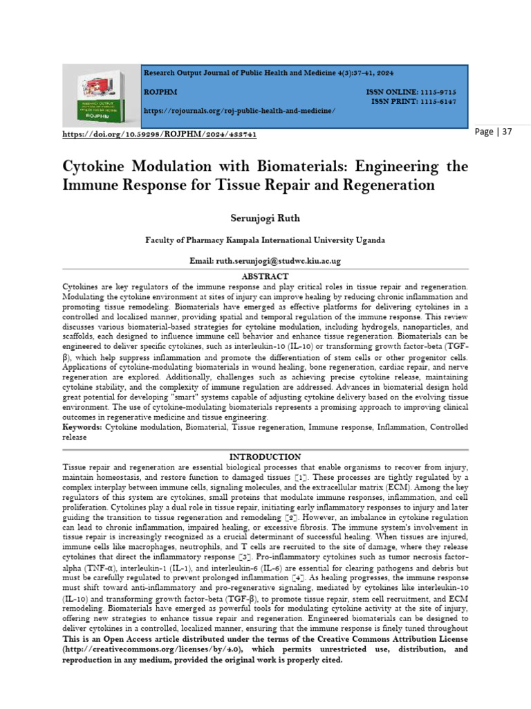 Cytokine Modulation With Biomaterials: Engineering The Immune Response ...