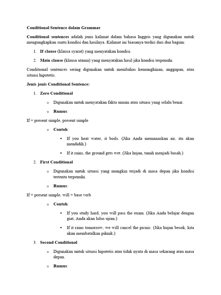Panduan Lengkap Conditional Sentences | PDF