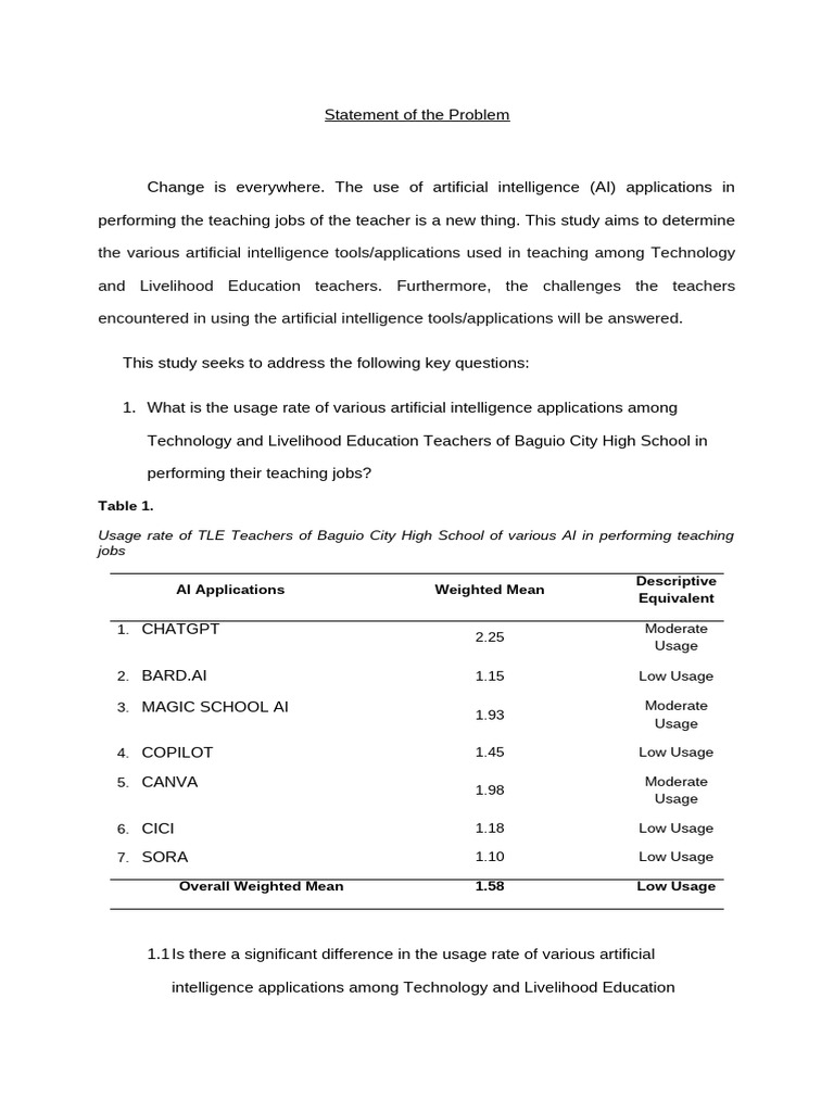 Statement of The Problem Final1 | PDF | Artificial Intelligence ...