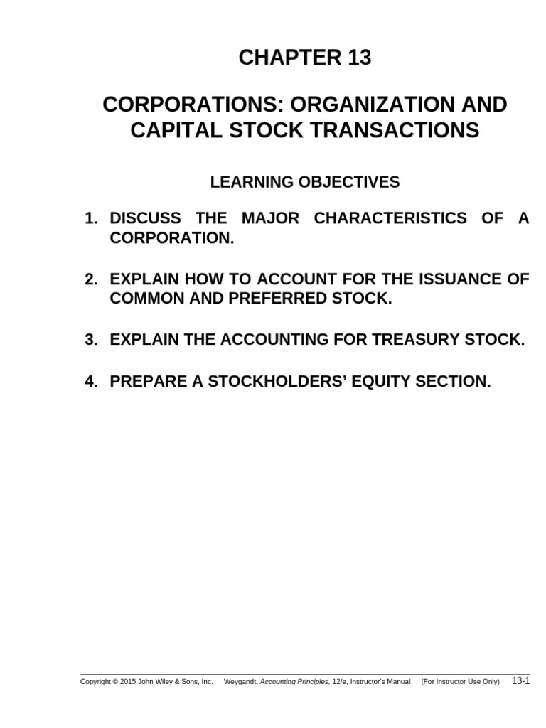 Corporate Organization and Stock Accounting | PDF | Stocks | Equity ...