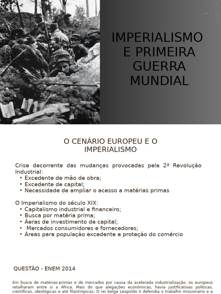 Imperialismo e a Primeira Guerra Mundial | PDF | Imperialismo | Europa