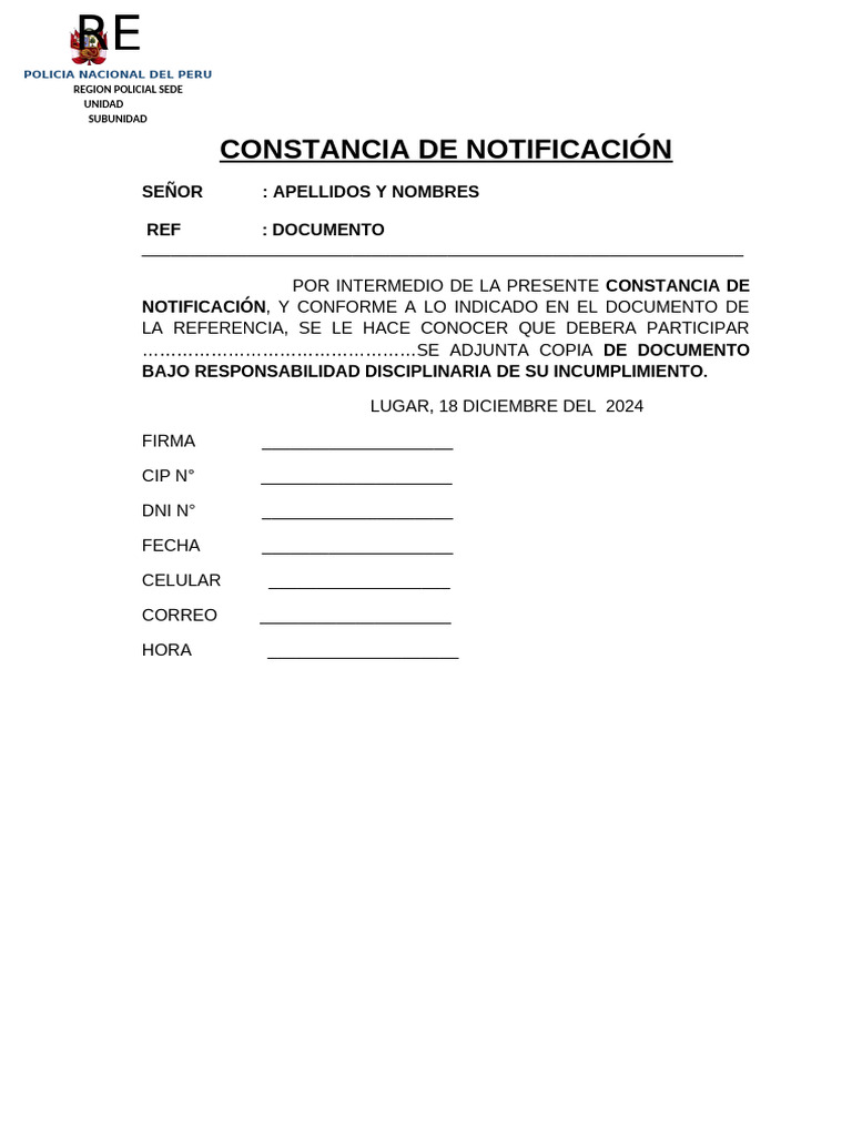 Constancia de Notificación Oficial | PDF
