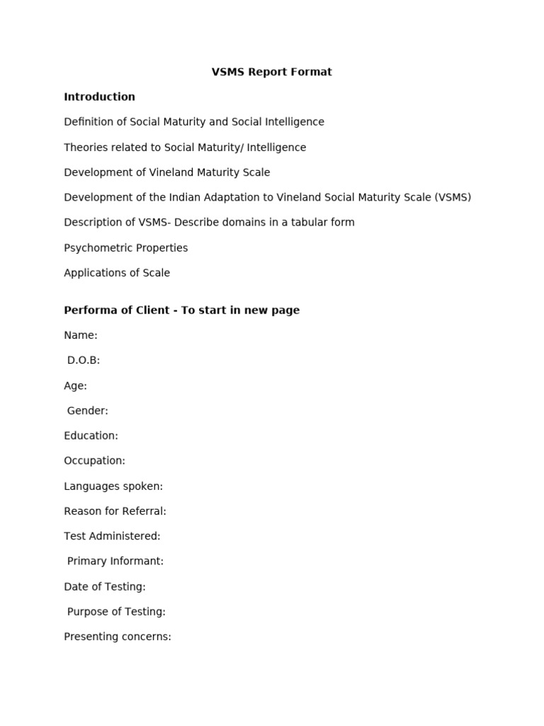 VSMS Assessment and Interpretation Guide | PDF