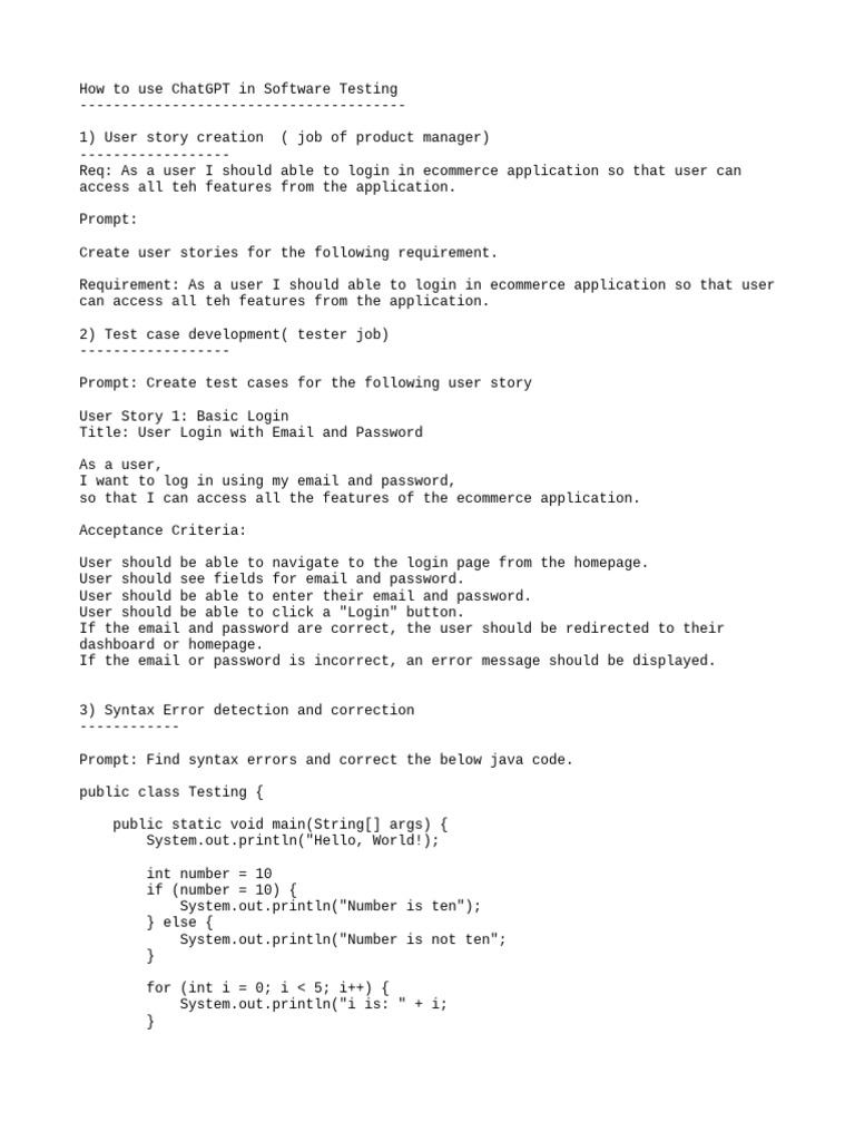 Using ChatGPT for Software Testing | PDF | Password | Computing