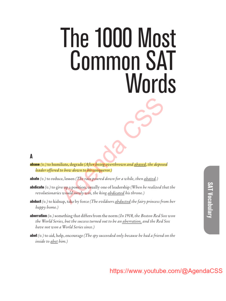 Essential SAT Vocabulary Words List | PDF