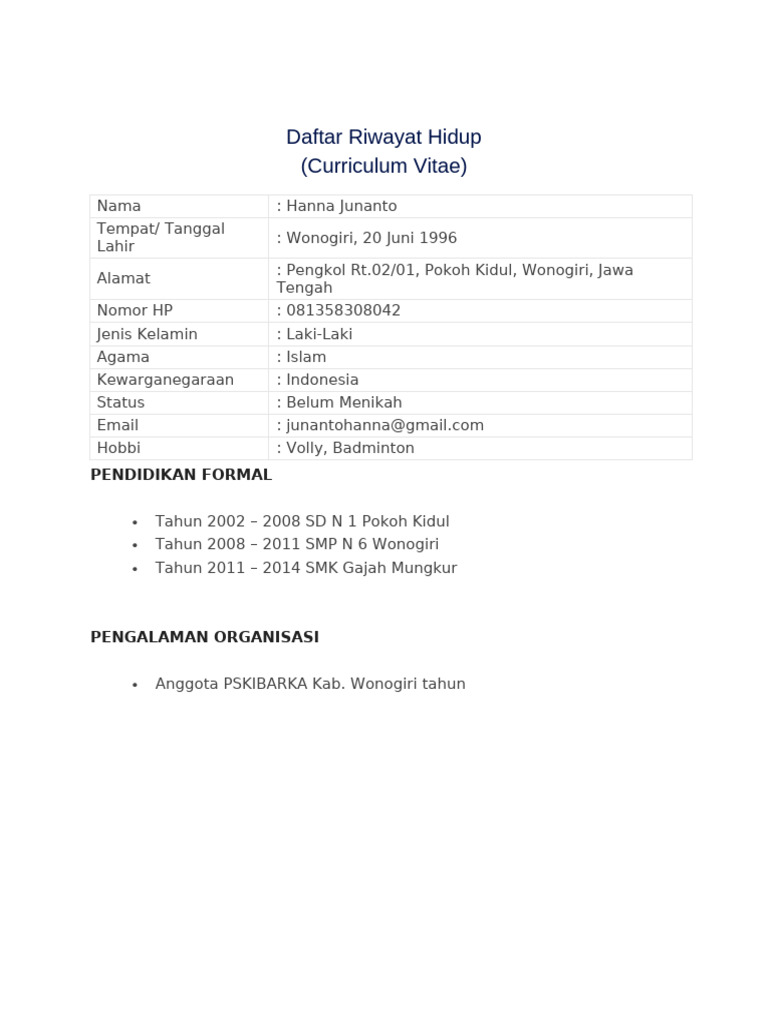 CV Mas Hanna | PDF