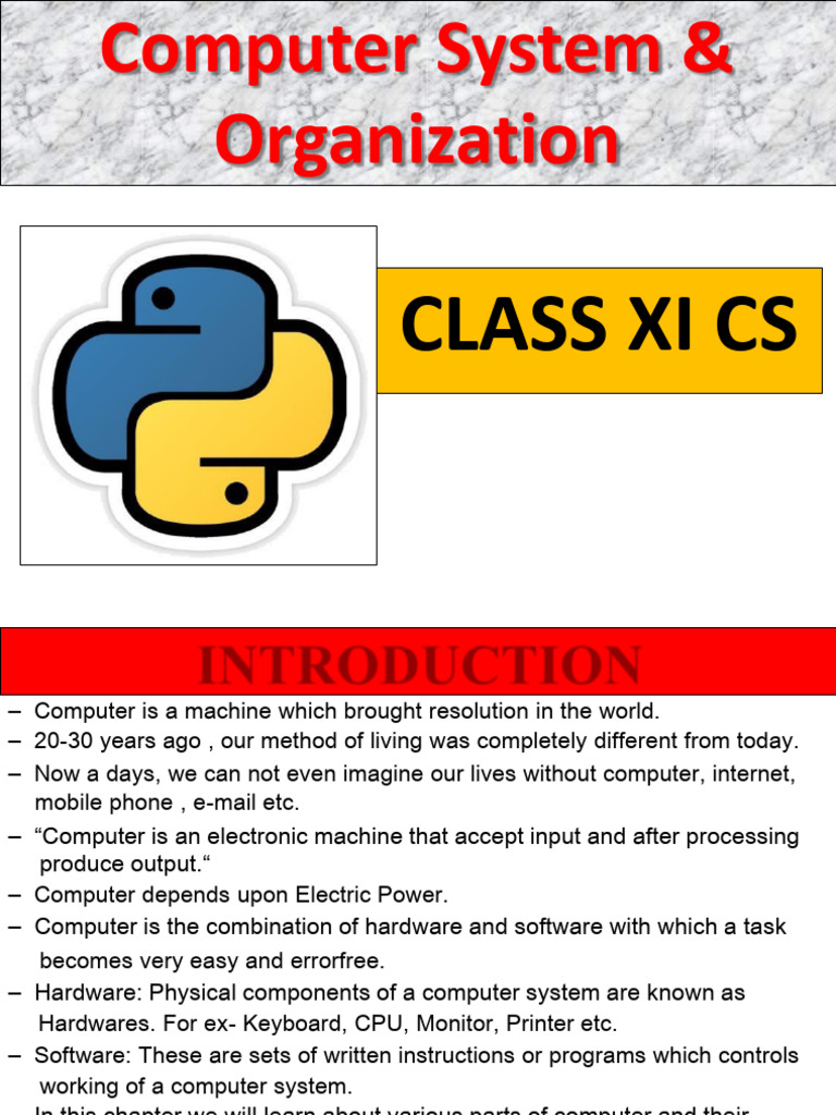 CS XI 1 ComputerSystemOrganization 13082022 | PDF | Computer Data ...