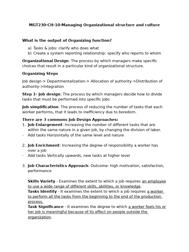 Ch10 managing organizatiional structure and culture pdf business