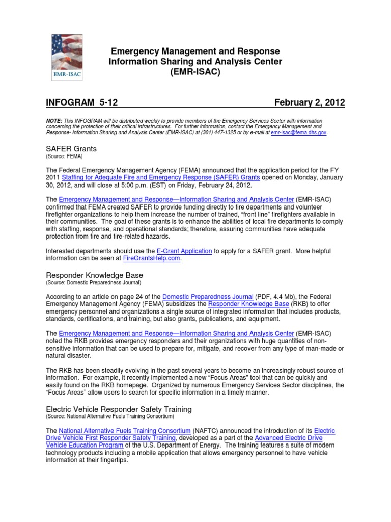 USFA-FEMA 5 12. Feb 2 2012 | PDF | Emergency Management | Federal ...