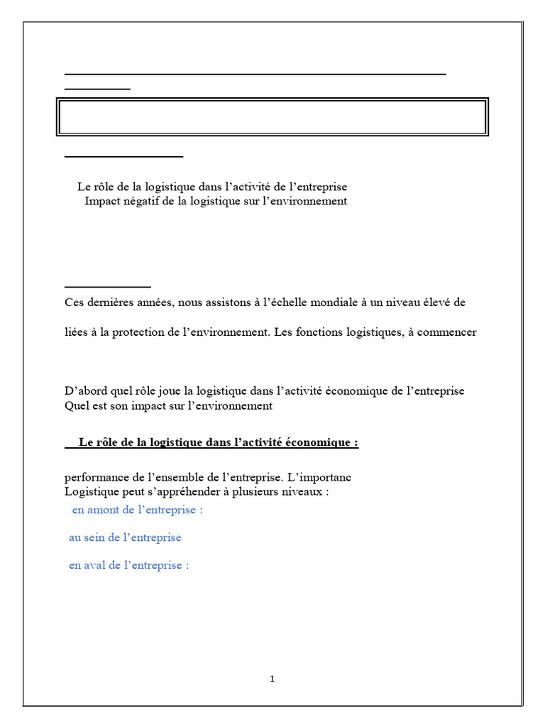 Enjeux environnementaux de la logistique au Maroc | PDF | Logistique ...