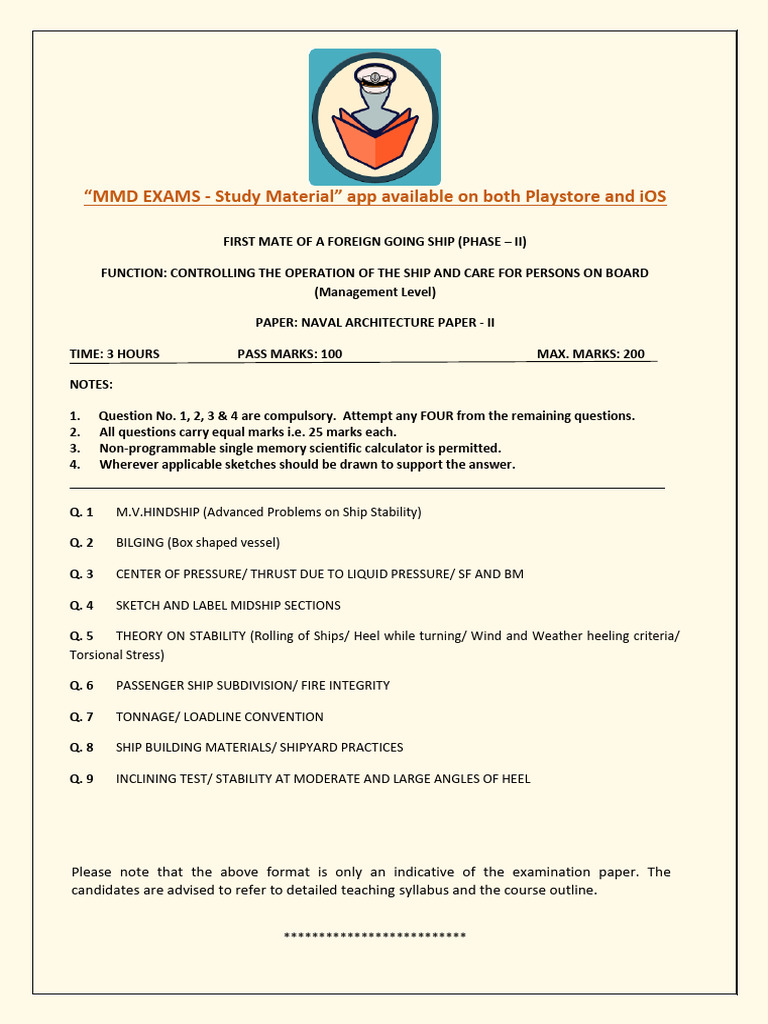 MMD Exams Study Material for Naval Architecture | PDF | Ships | Naval ...