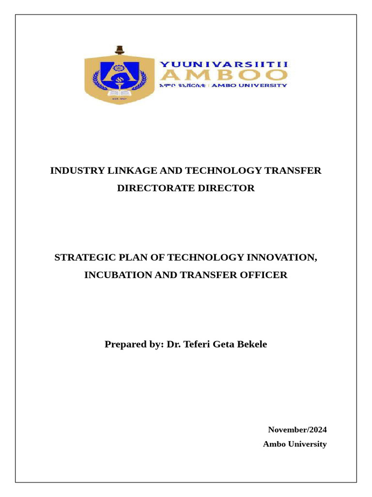 Ambo University Tech Transfer Strategy | PDF