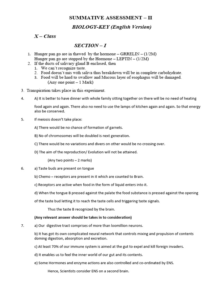 10 Class Bio Key | PDF | Taste | Mitosis