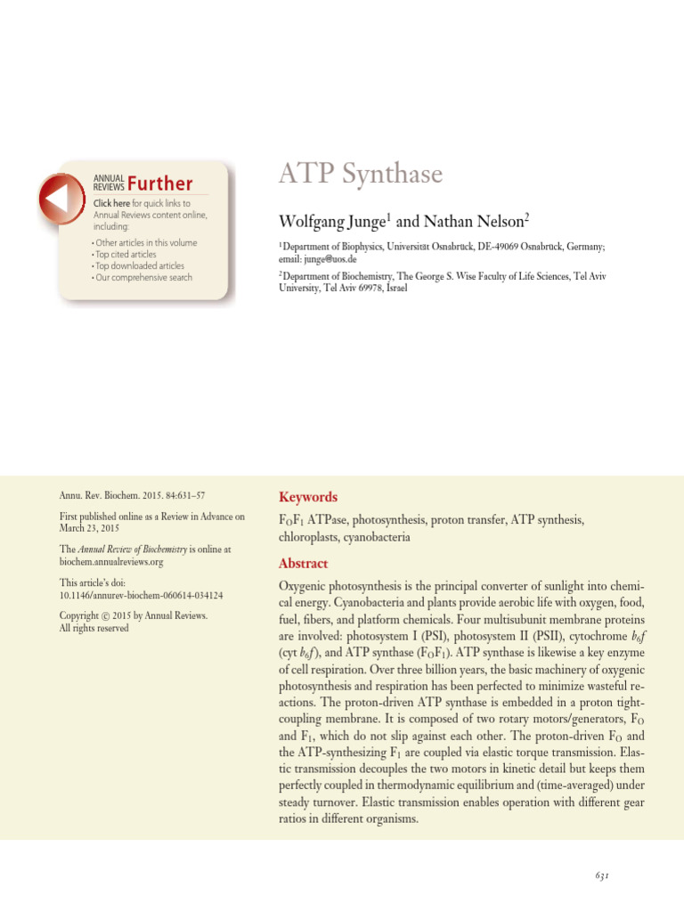 ATP synthase | PDF | Chemistry | Metabolism