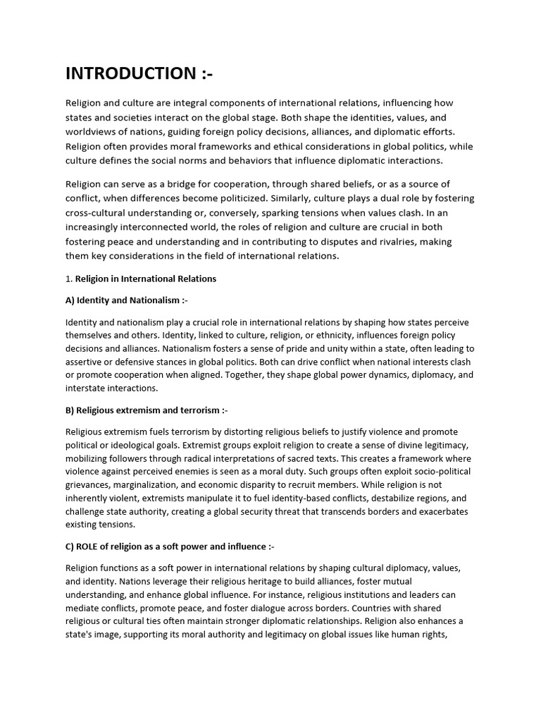Culture and Religion in Ir | PDF | Diplomacy | Identity (Social Science)