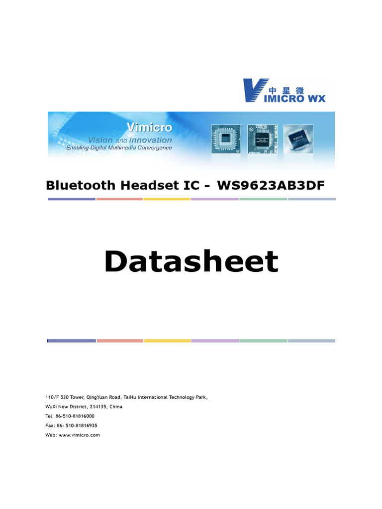 WS9623AB3DF Vimicro | PDF | Bluetooth | Telecommunications Engineering